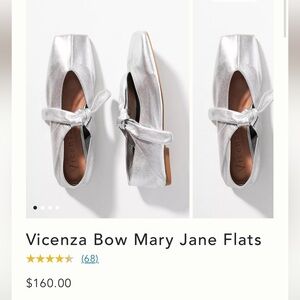 Silver Leather square toe tie closure maryjane ballet flats.  Anthropologie